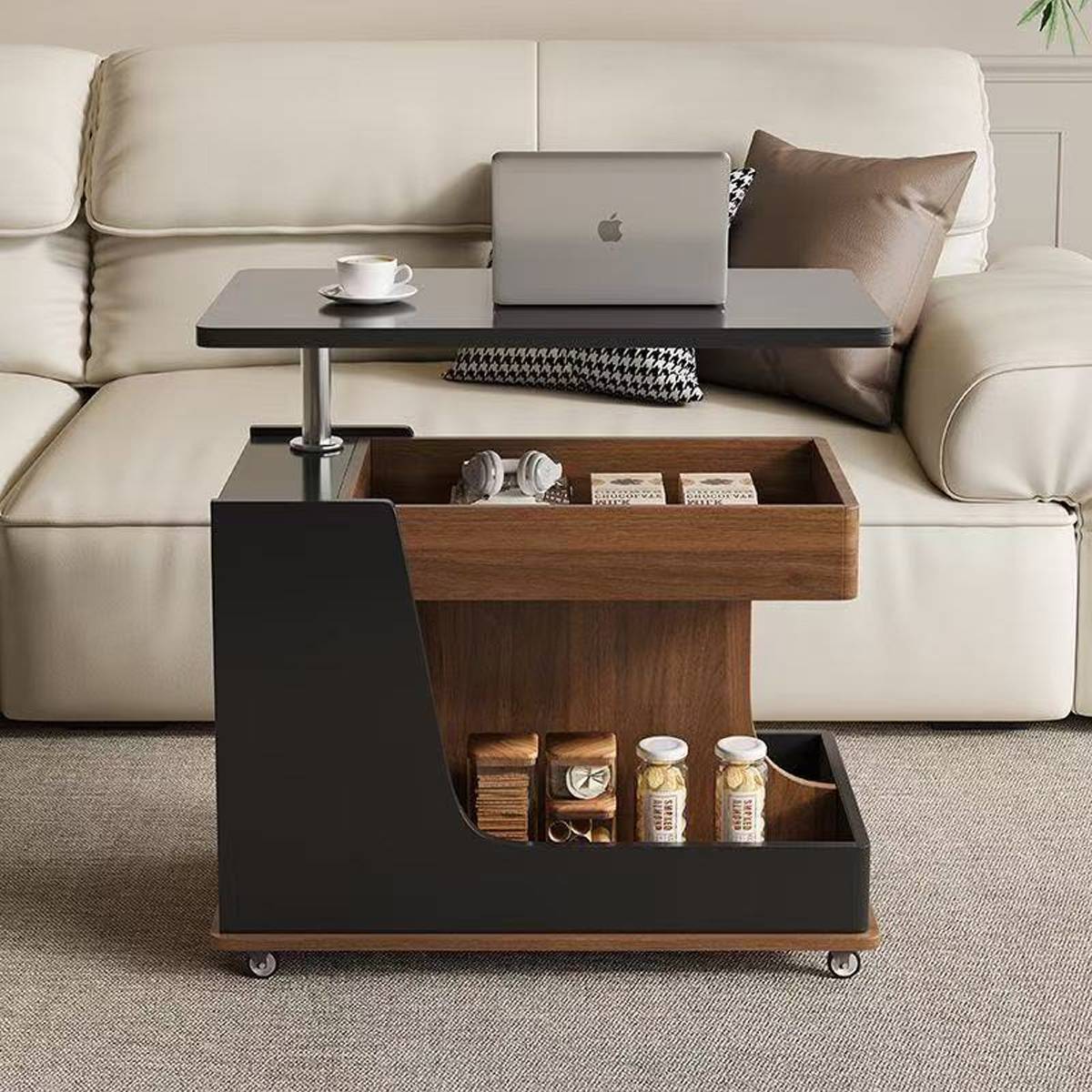 Mid-Century Mobile Side Table (A68 Sintered Stone Cart)