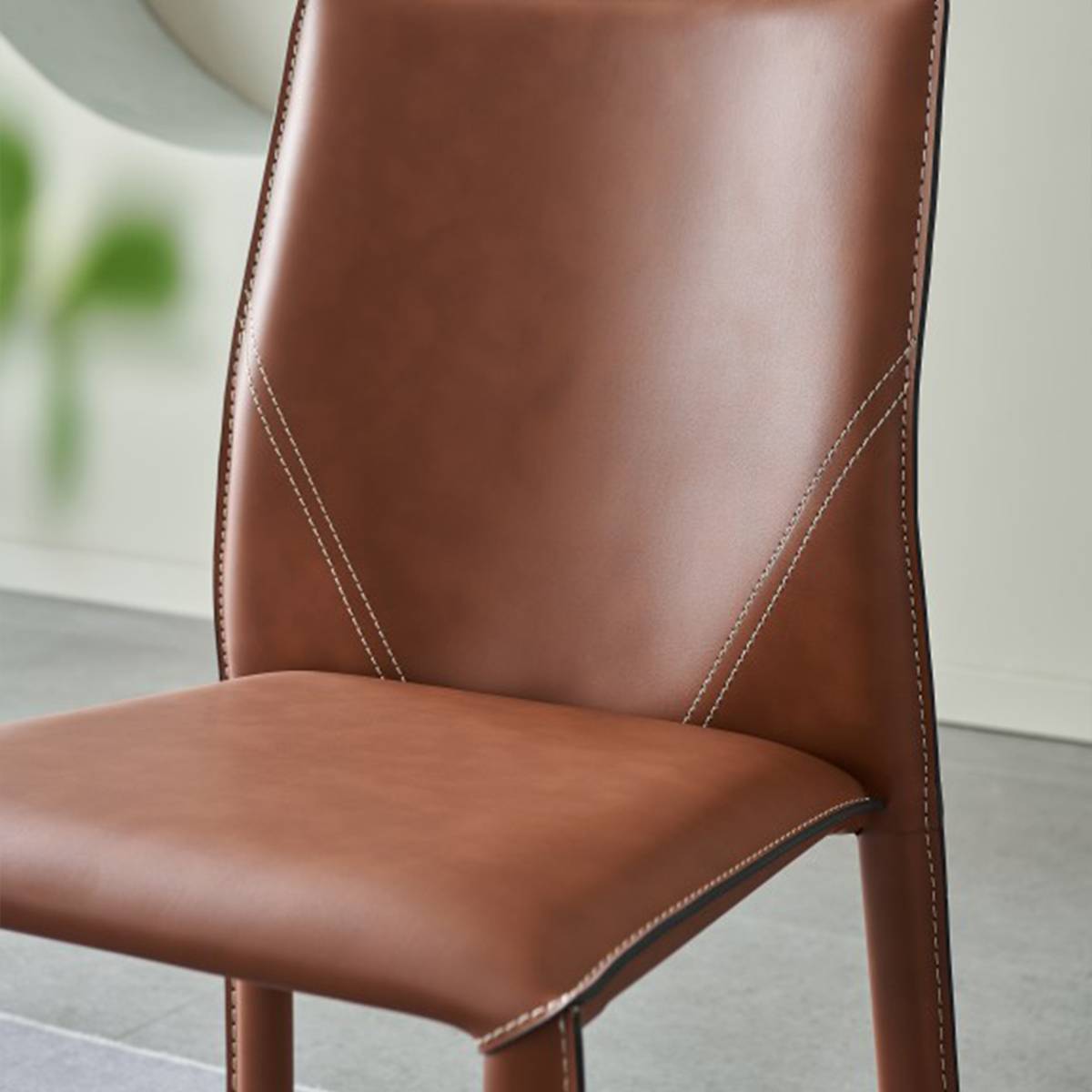 Close-up of the chair backrest showing stitching details