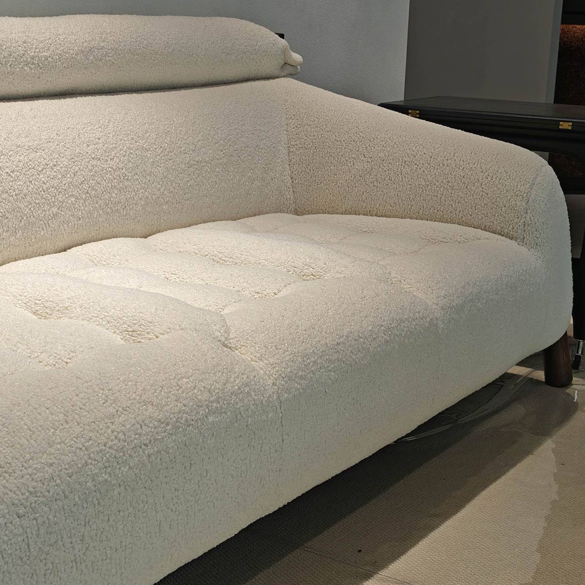 Front view of the brown tweed fabric version of the sofa
