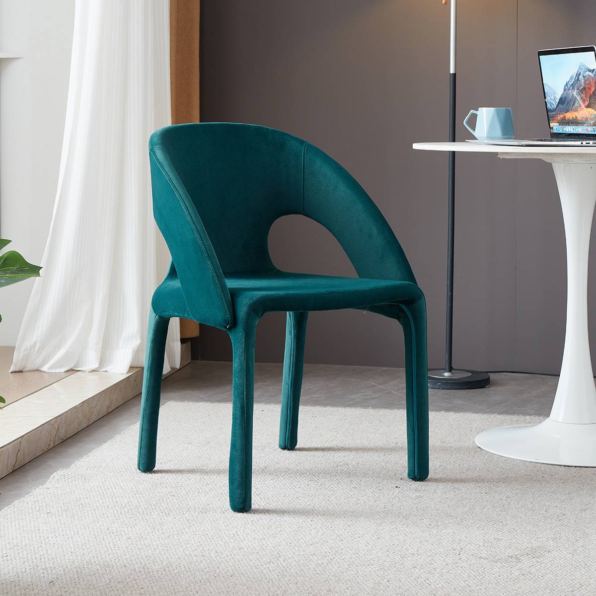 Dark green velvet modern lounge chair