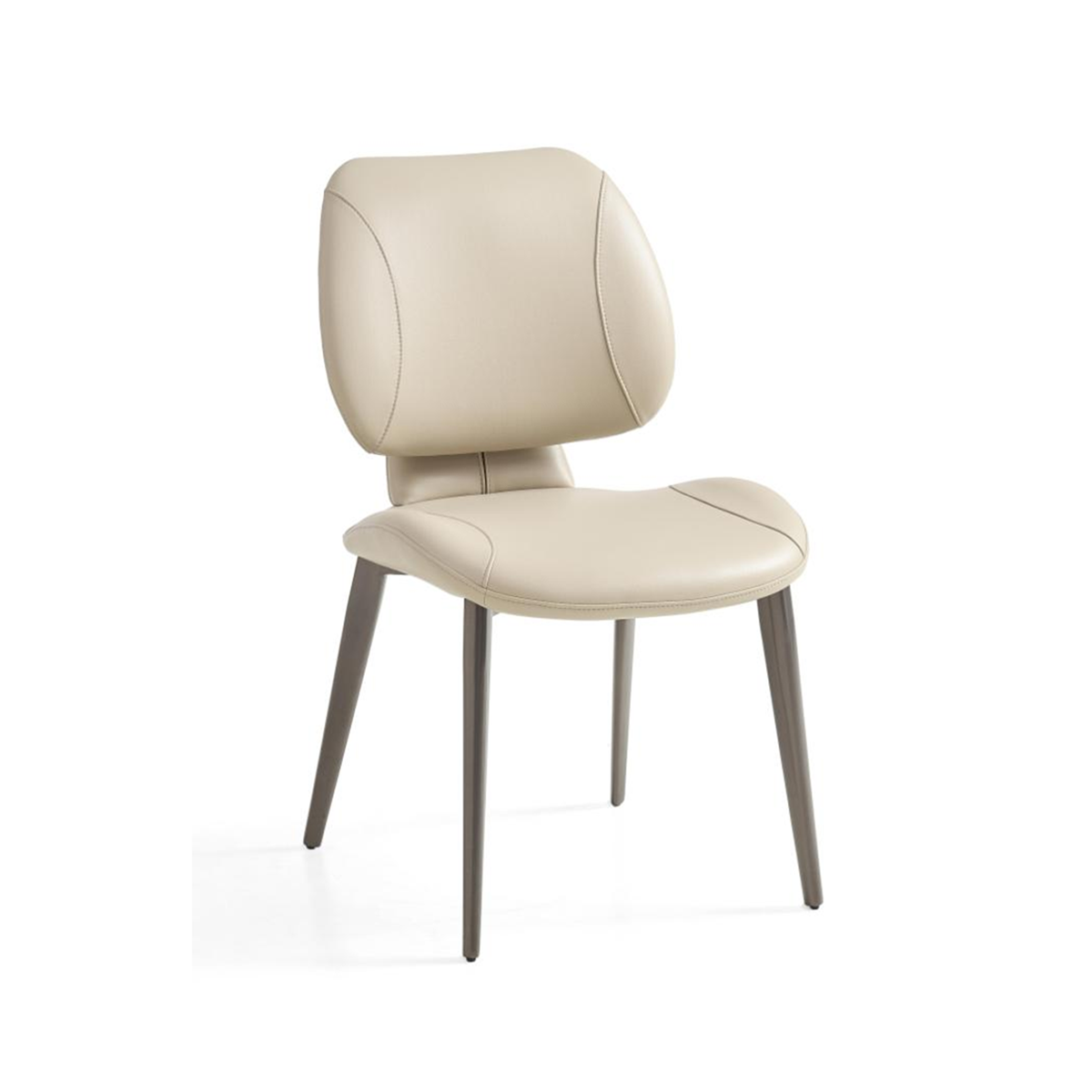 Beige faux leather dining chair with carbon steel legs
