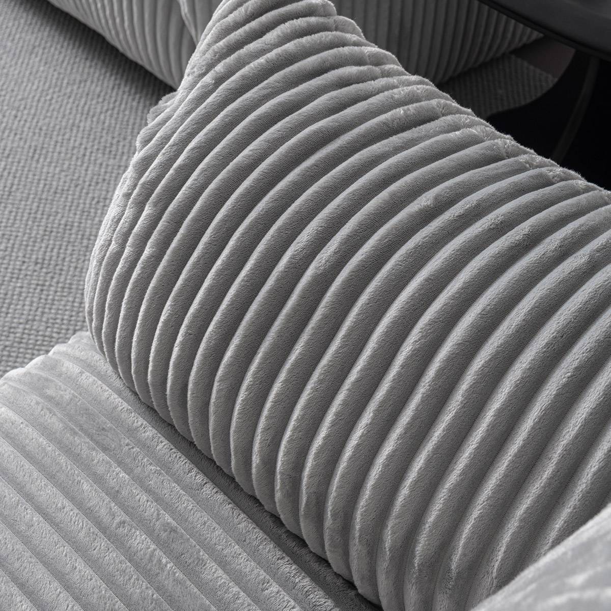 Detail shot of the sofa armrest fabric texture