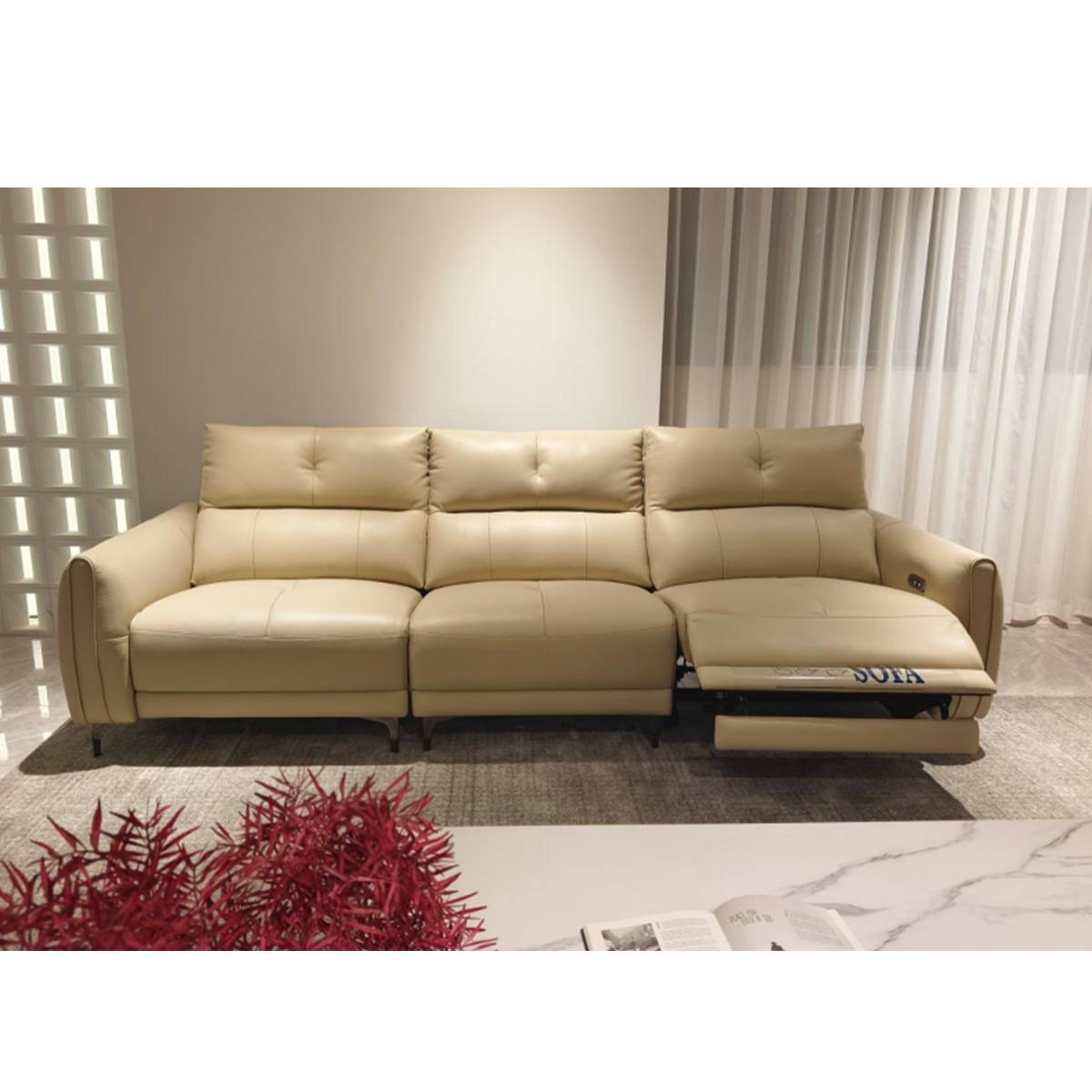 Genuine Leather Straight Recliner Sofa 3-Seater (B04-GN-32)
