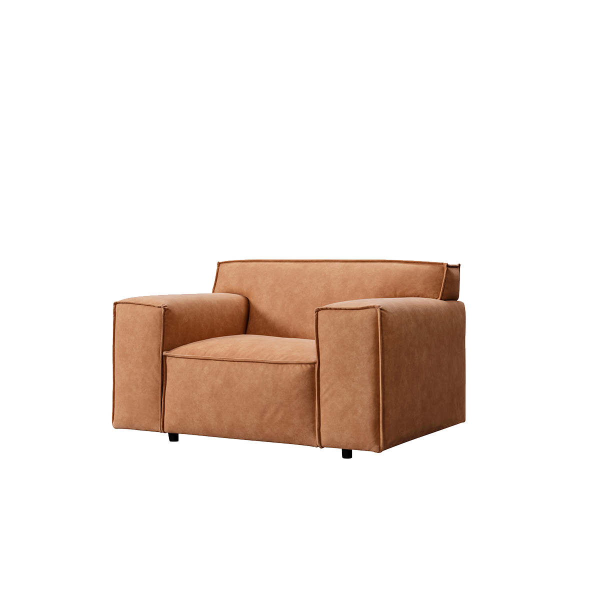 Angled view of a brown 3-seater sofa matching the blue model