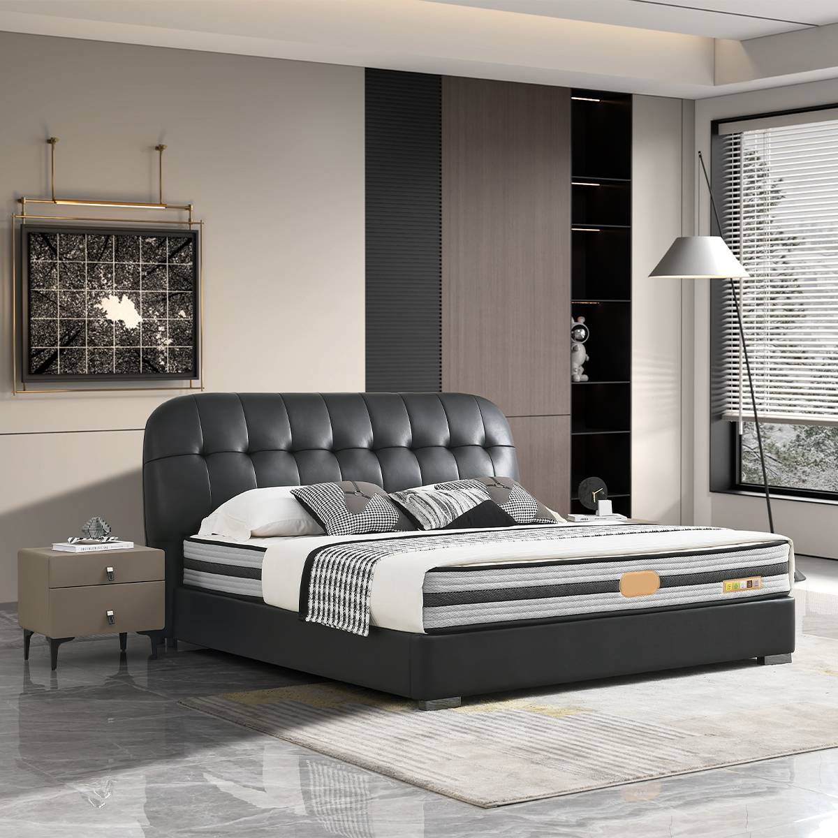 Top-Grain Leather Soft Bed (B04-A8918)