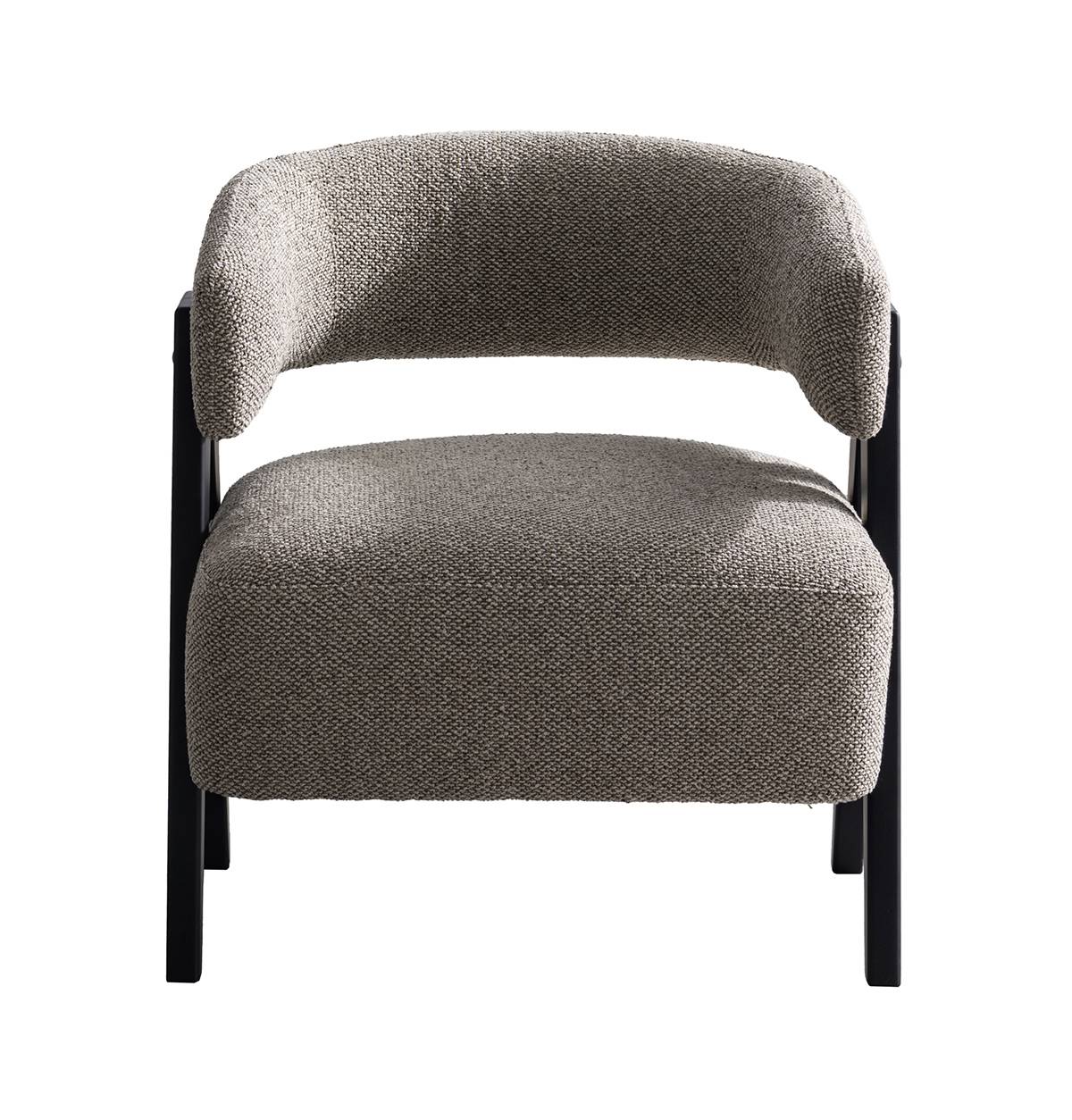 Lifestyle image of the chair in a living room setting with text overlay describing the inverted V structure