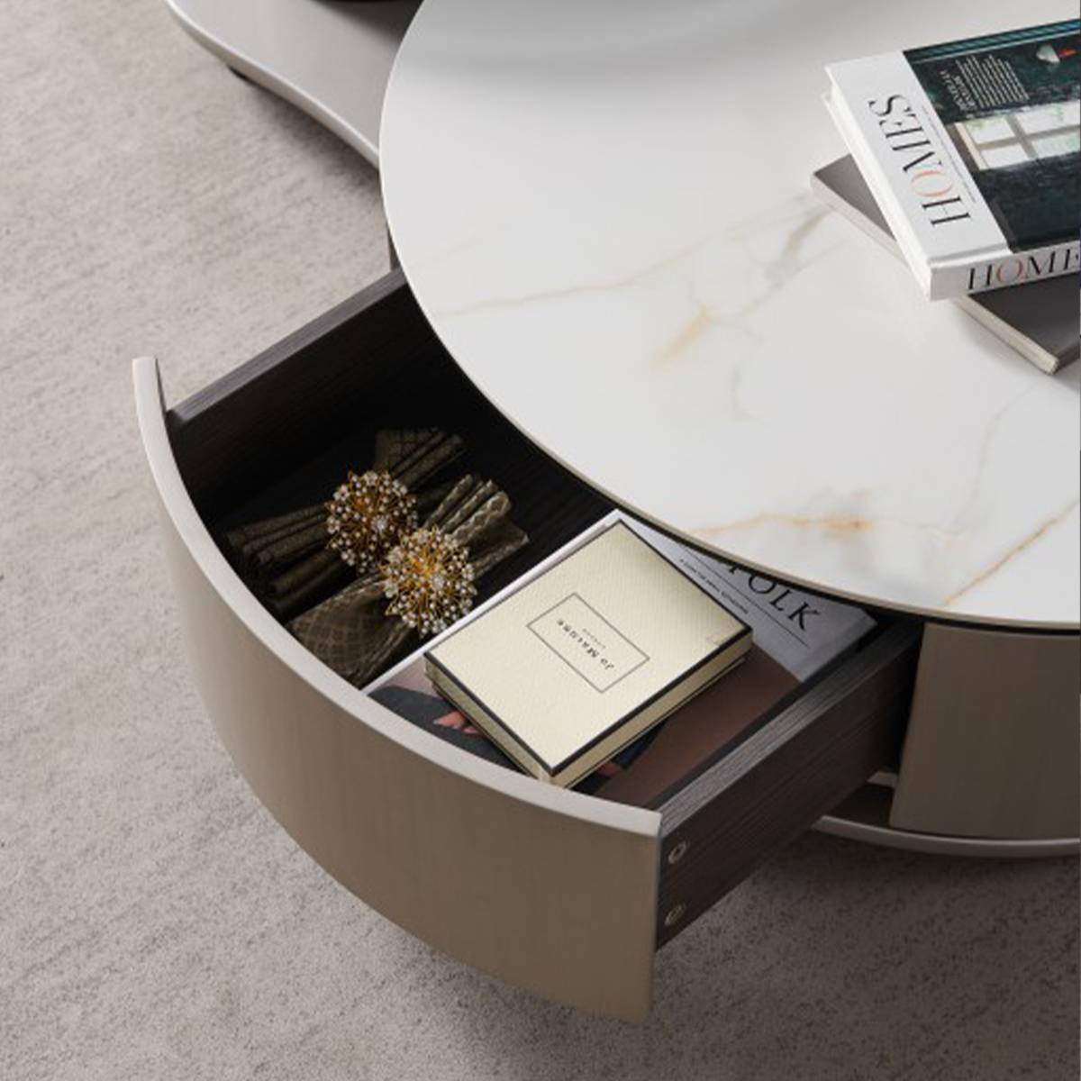 Detail shot of the black tempered glass surface and connection to the main table