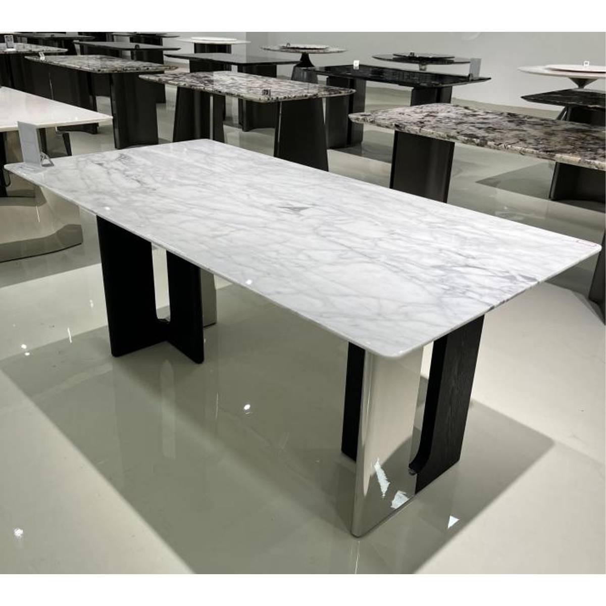 Medium Flower White Natural Marble Dining Table with T-Base (Z60-S35)