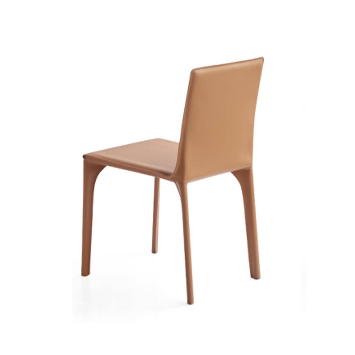 Rear view of the earth yellow Z67 saddle leather dining chair