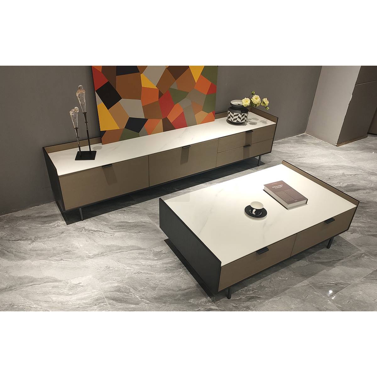 Saddle Leather TV Cabinet (B45-339)