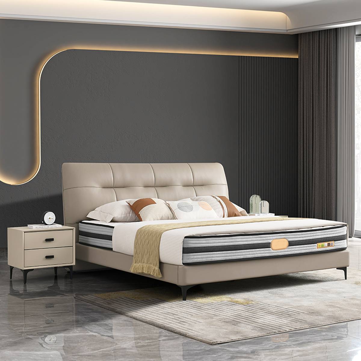 Top-Grain Leather Soft Bed (B04-A8909)