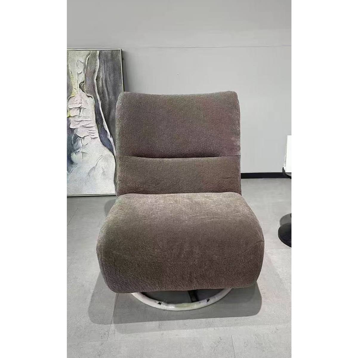 Brown fabric rotating and rocking leisure chair