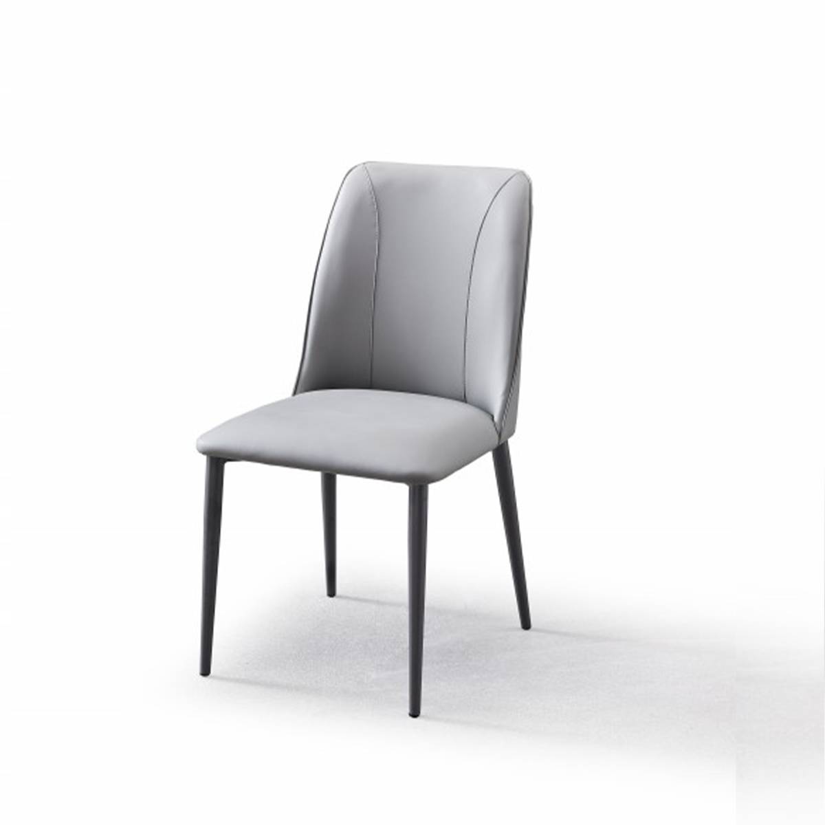 Close-up of the light grey dining chair
