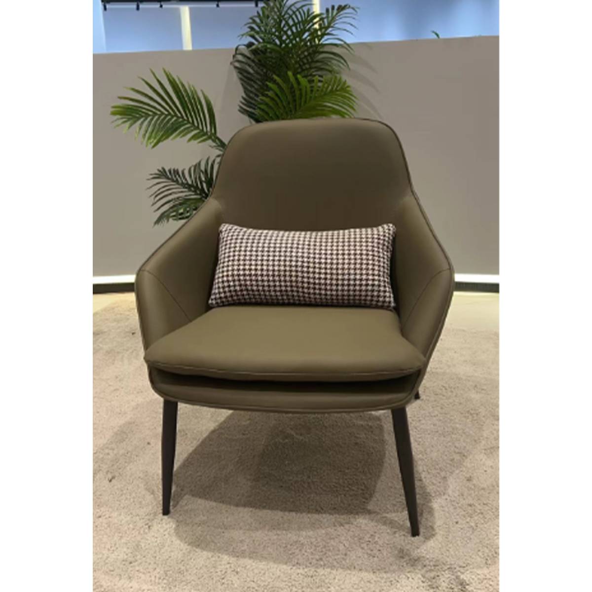 Front view of the lounge chair highlighting the seat and backrest design