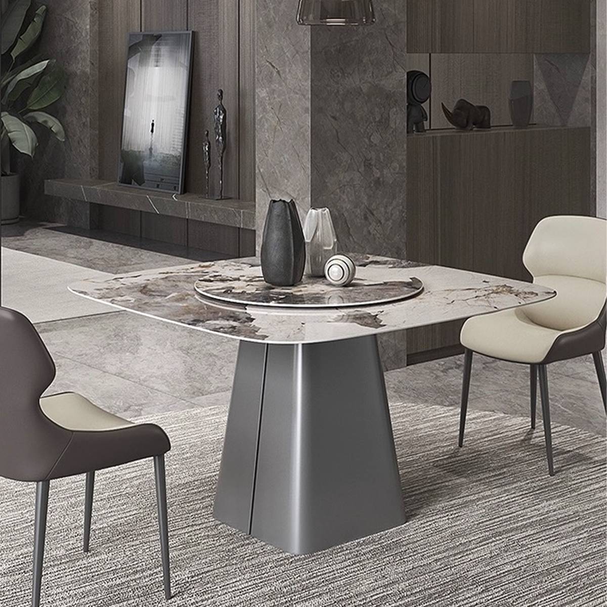 Close-up of the table base and tabletop texture