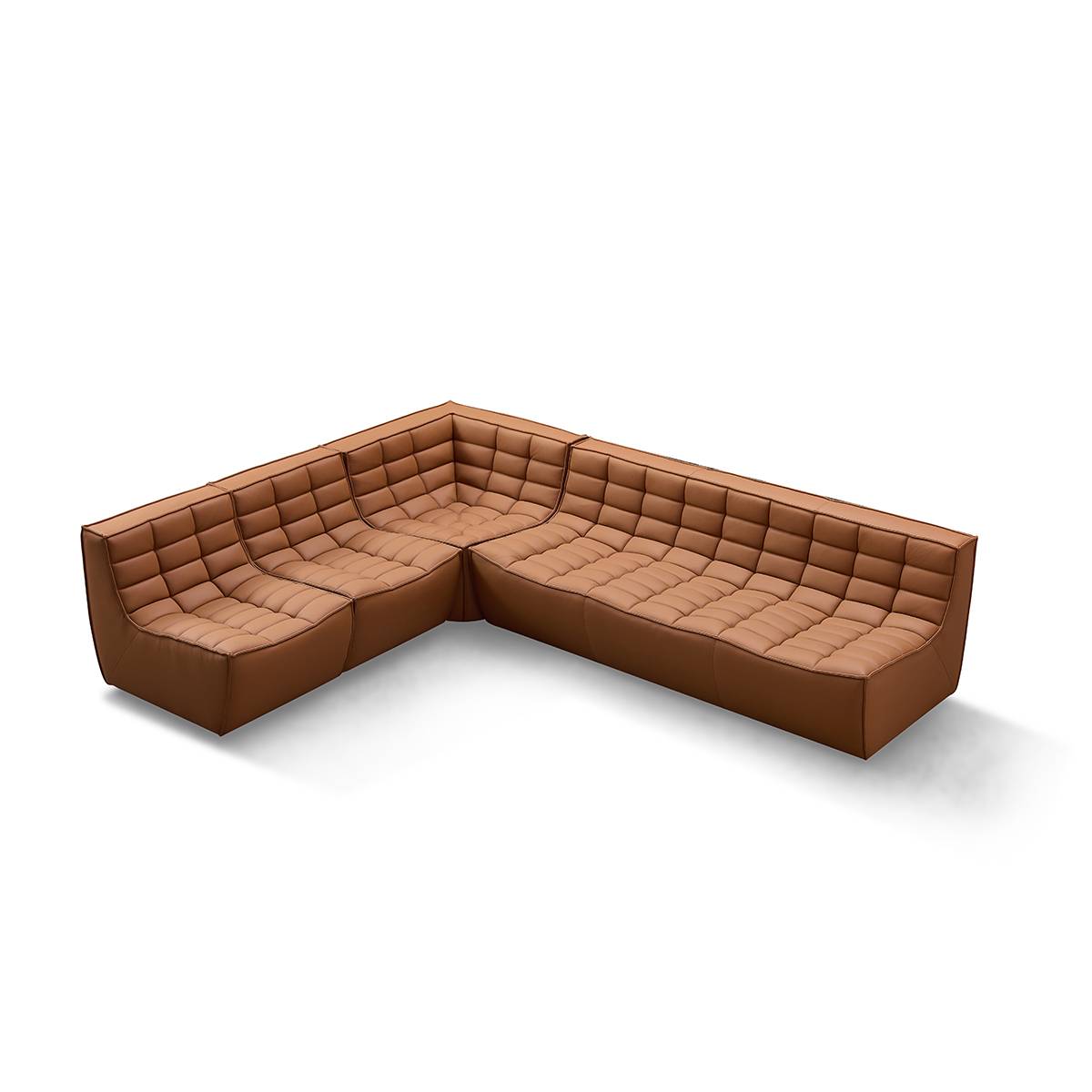 Brown leather sectional sofa configuration