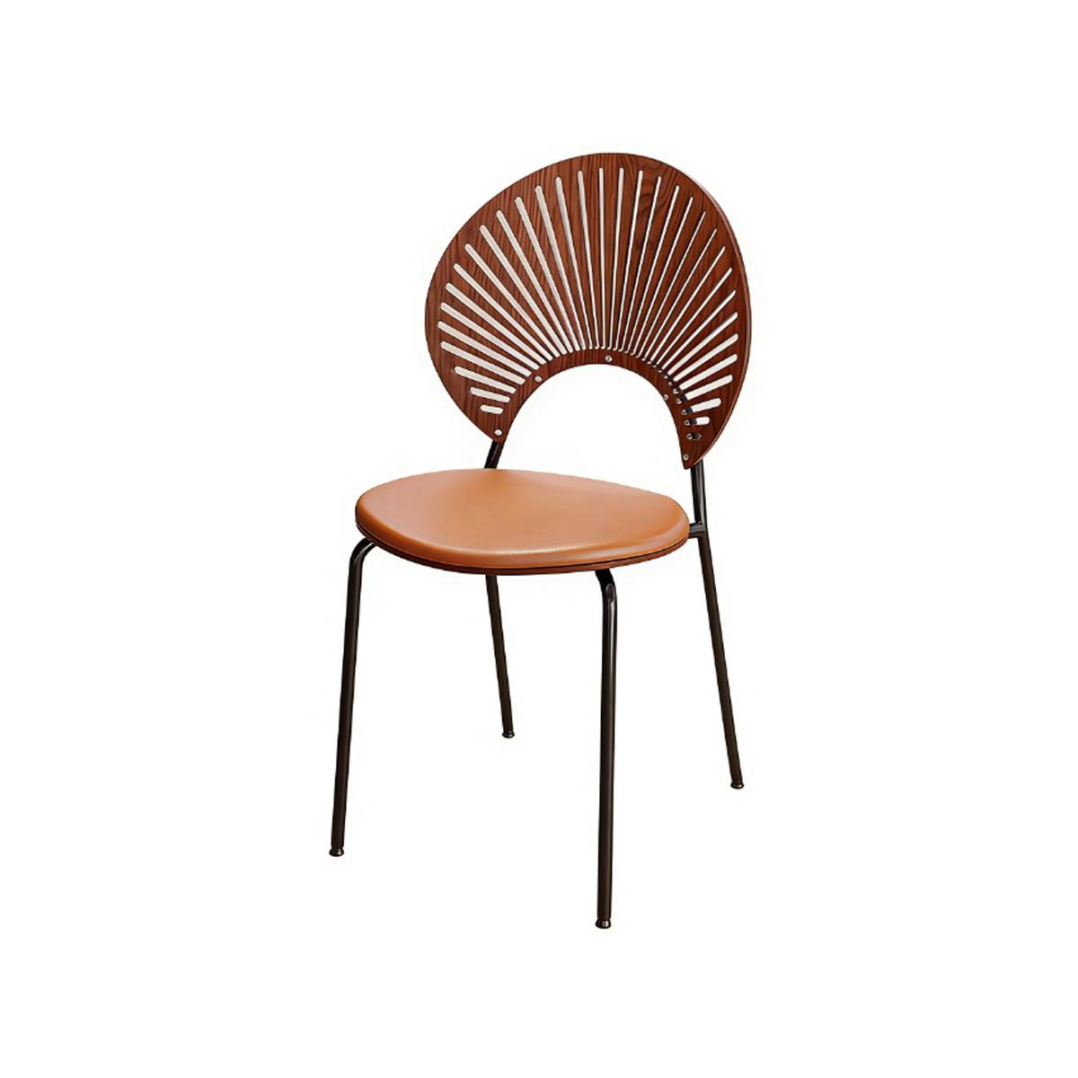 Black mid-century modern dining chair with fan backrest