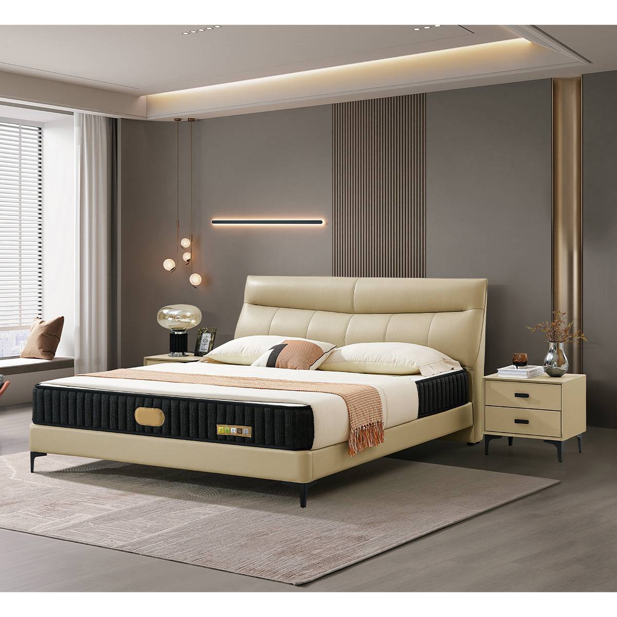 Genuine Leather Soft Bed (B04-8926)