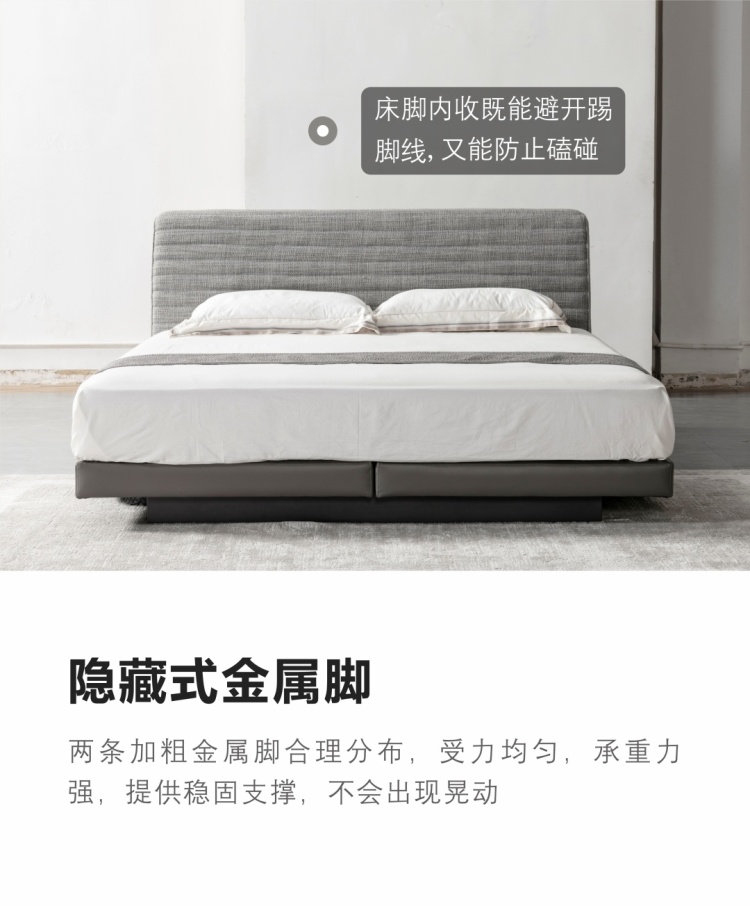 Full view of the bed in a modern bedroom setting