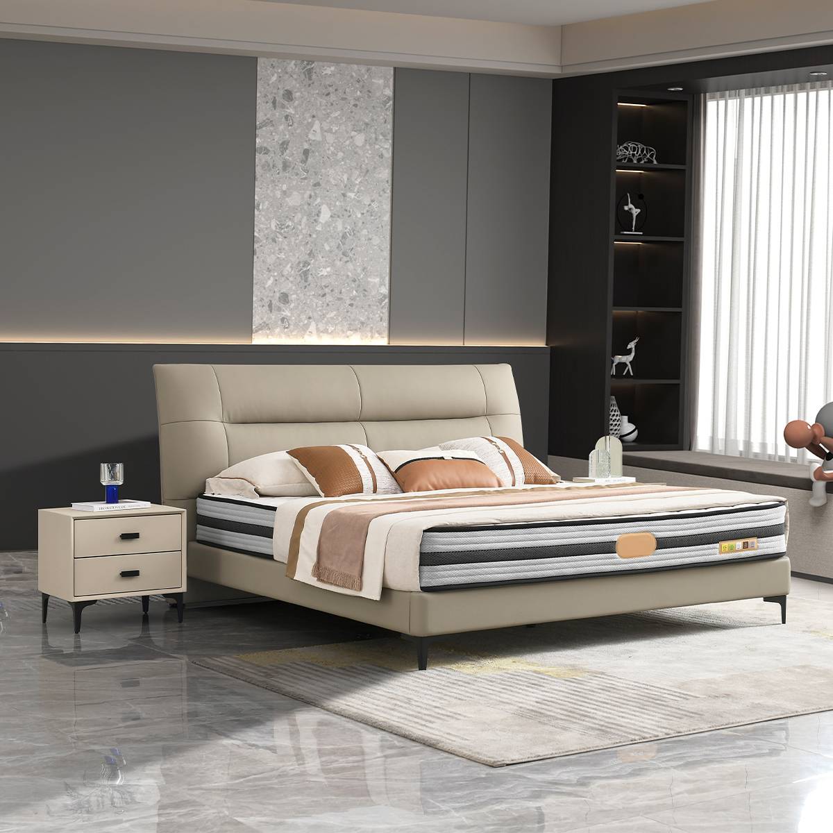 Top-Grain Leather Soft Bed (B04-A8908)