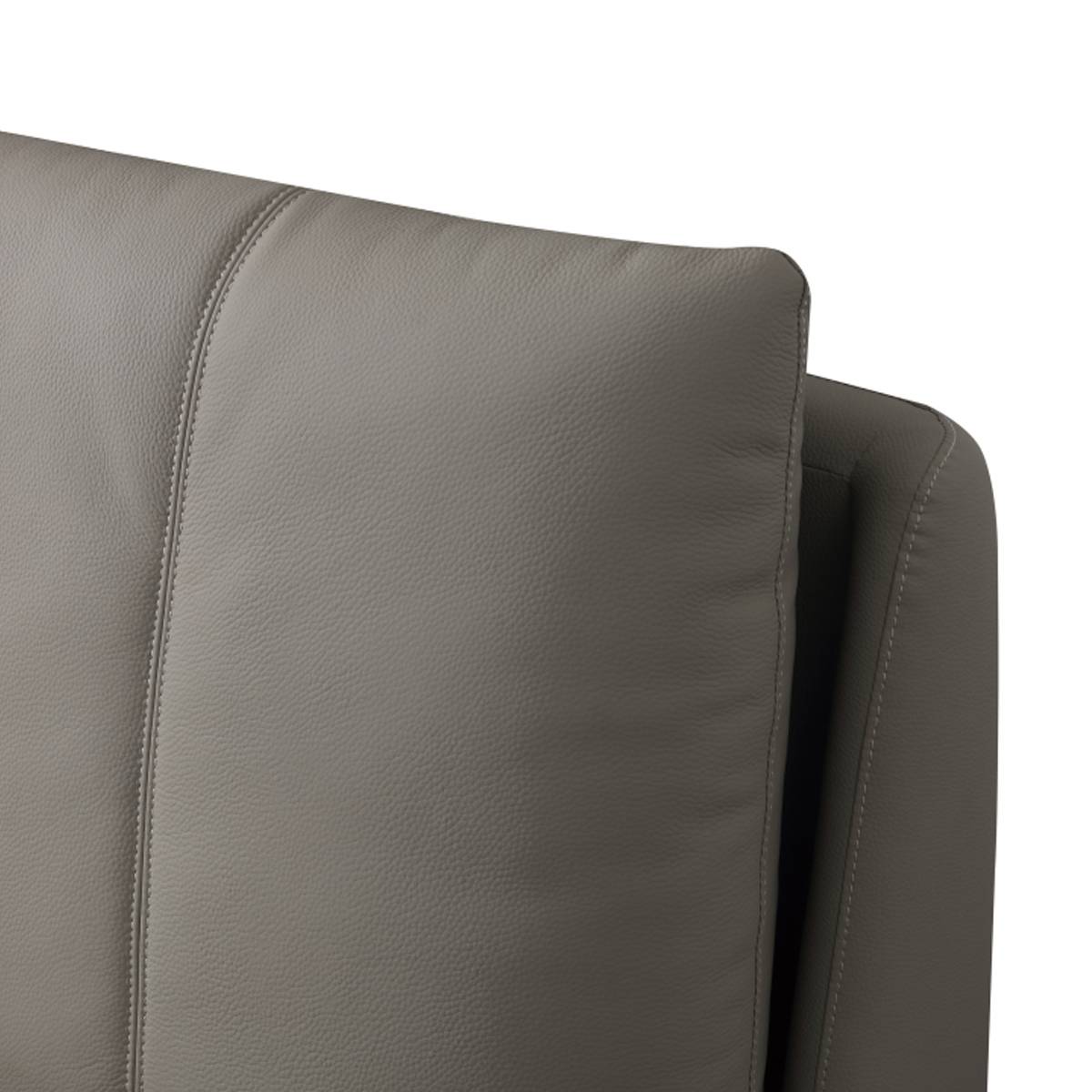 Close-up detail of the side profile of the leather headboard