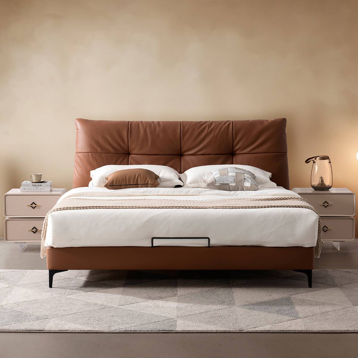 Genuine Leather Soft Bed (B02-4115)