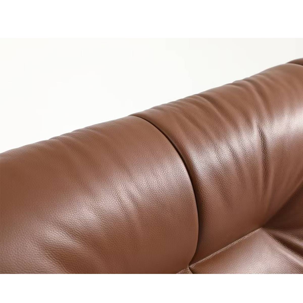 Close-up of the leather texture and stitching on the headboard