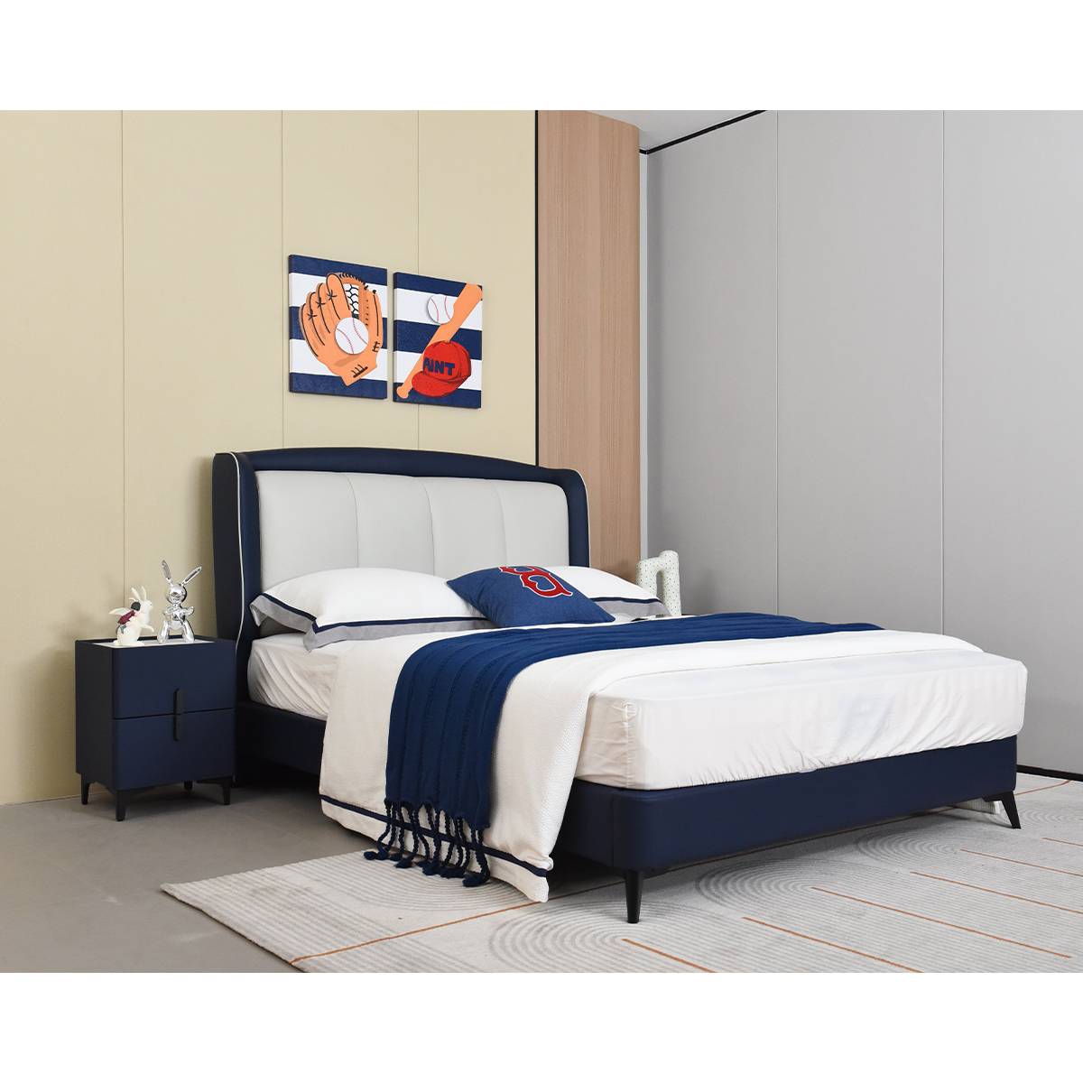Top-Grain Leather 1.8m Children's Bed (B22-M628)