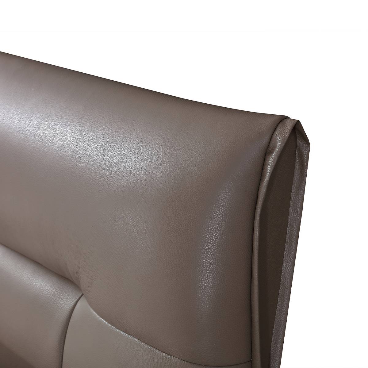 Detail shot of the leather texture on the headboard