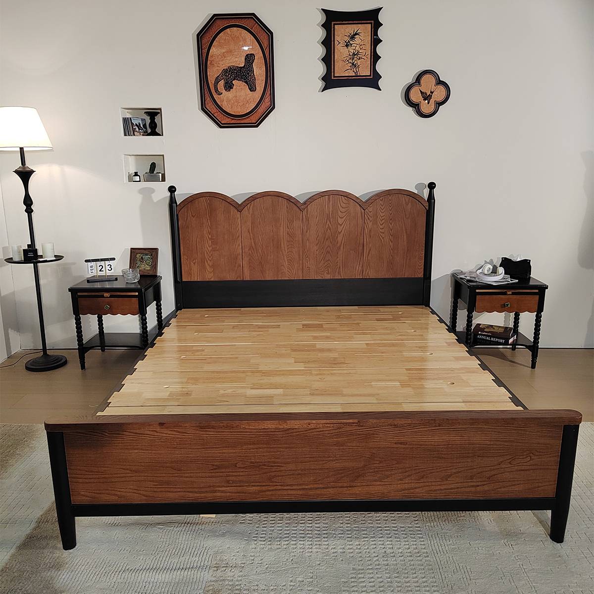 Mid-Century Solid Wood Bed (A76-301 Wood)