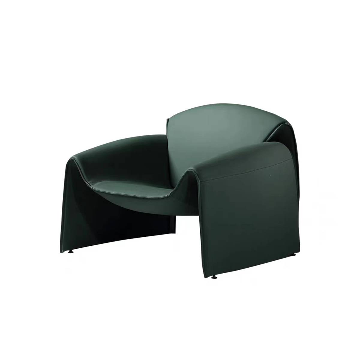 Dark green leather Crab Lounge Chair on white background
