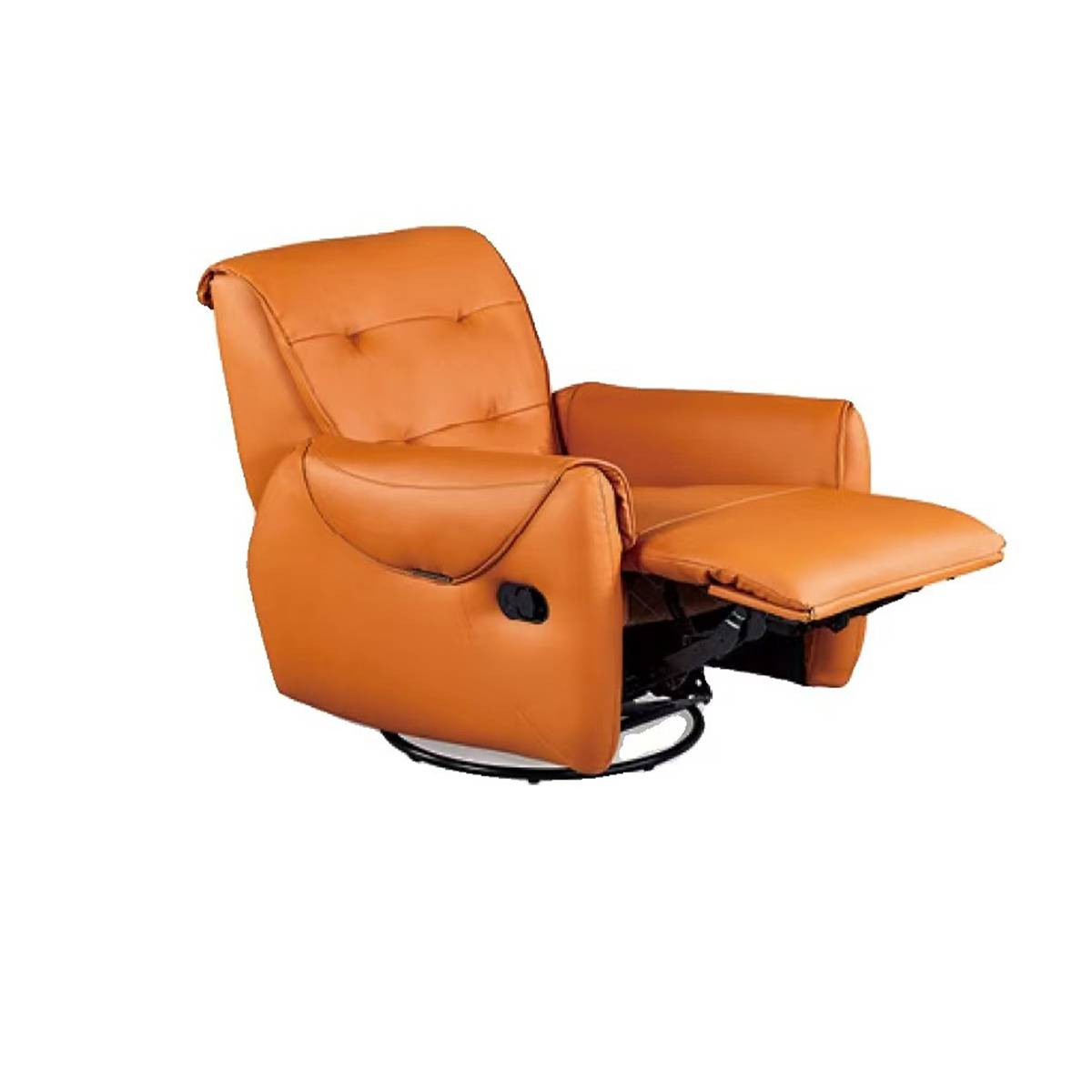 Side view of the lounge chair in reclined position showing the footrest