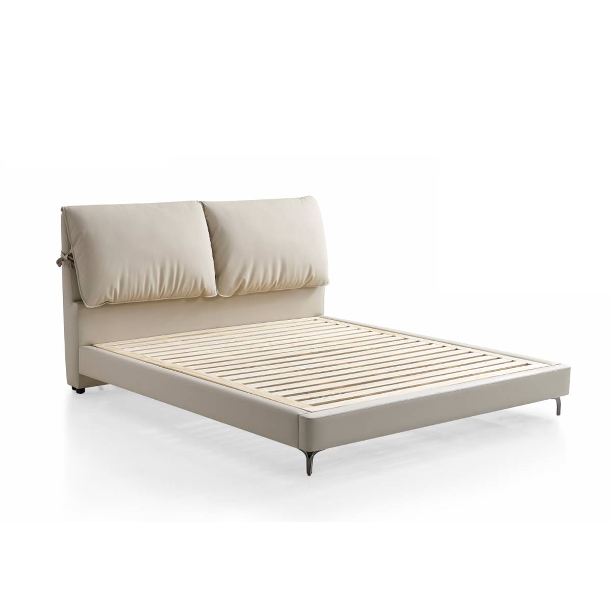 Elephant Ear Top-Grain Leather Upholstered Storage Bed (B25-M-012)
