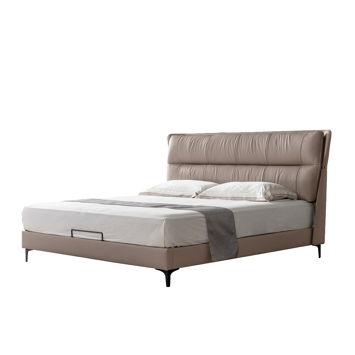 Top-Grain Leather Upholstered Bed (B02-F4073)