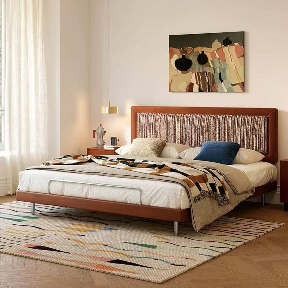 Bauhaus Solid Wood Upholstered Bed (A51-YZ-A13)