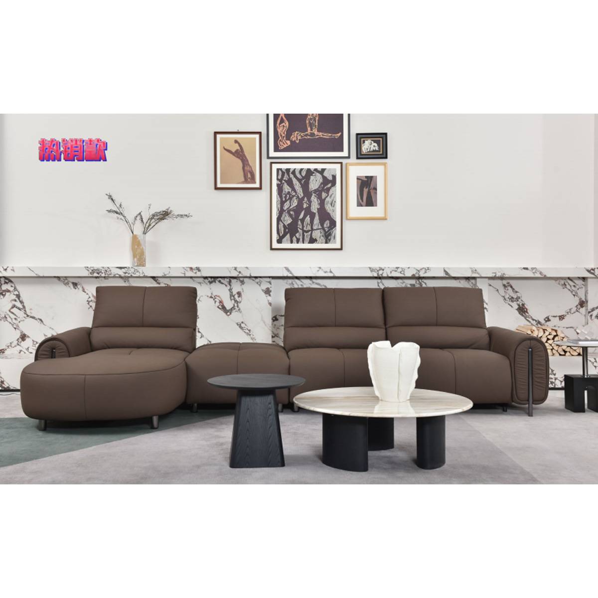 Genuine Leather Corner Sofa (B22-R0569B)