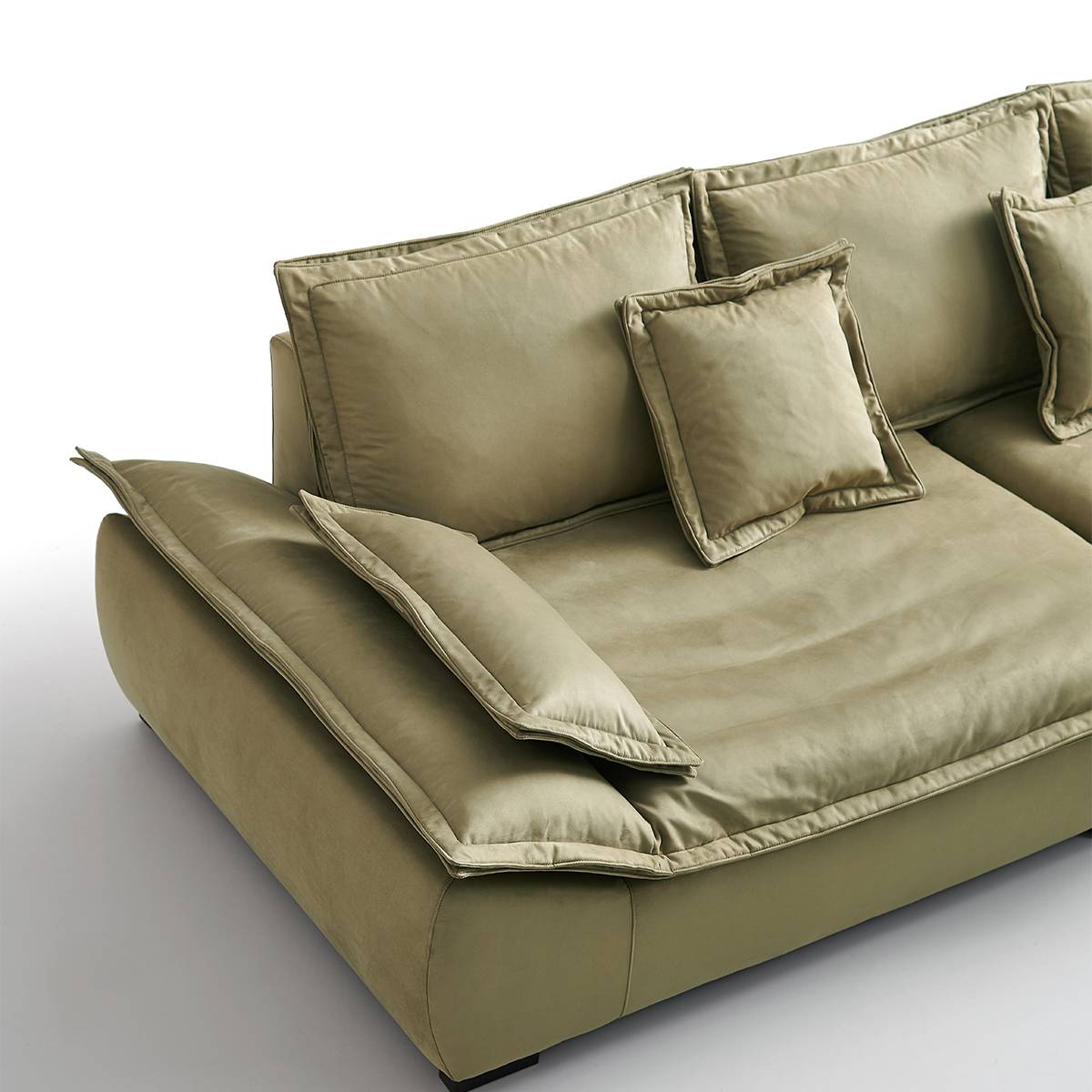 Close-up of the left side cushions and armrest