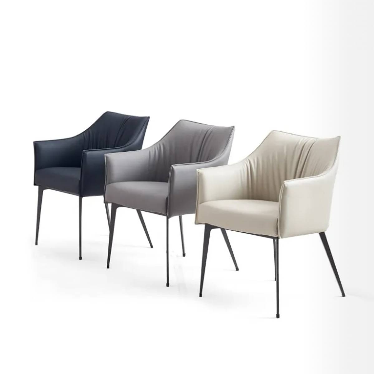 Group shot of the lounge chair in black, grey, and beige colors