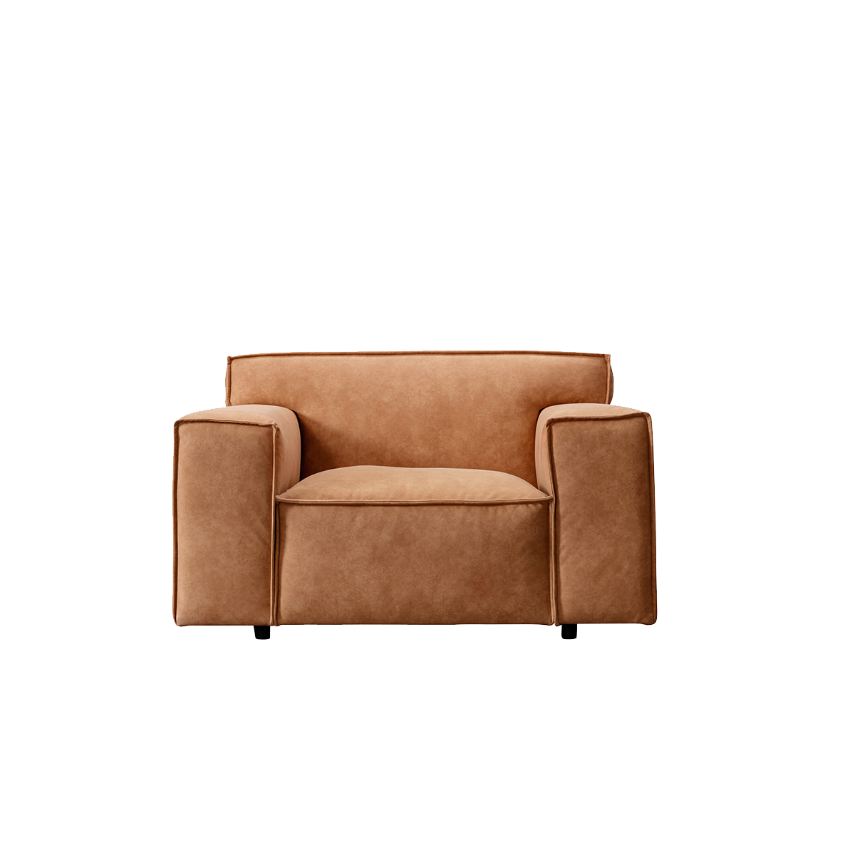 Front view of a grey 3-seater sofa in a living room setting with a black coffee table.