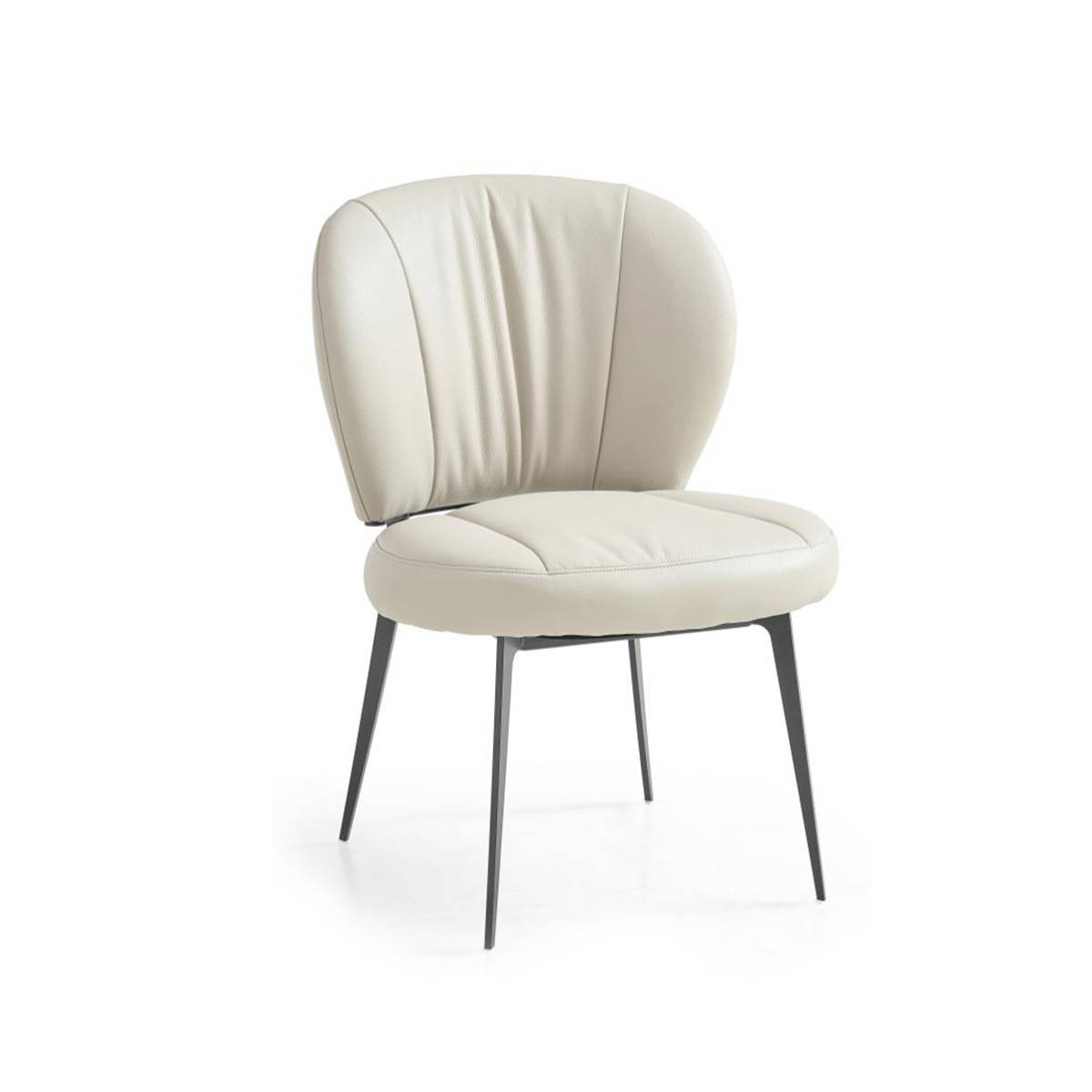 Beige modern shell dining chair with carbon steel legs