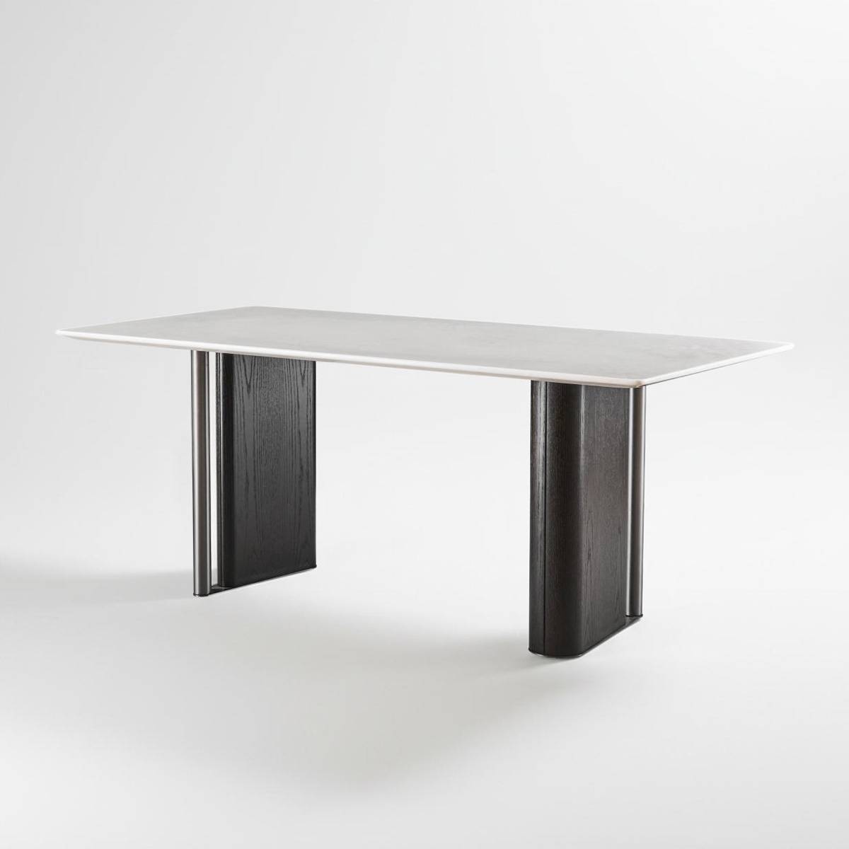 Side view of the dining table highlighting the leg structure