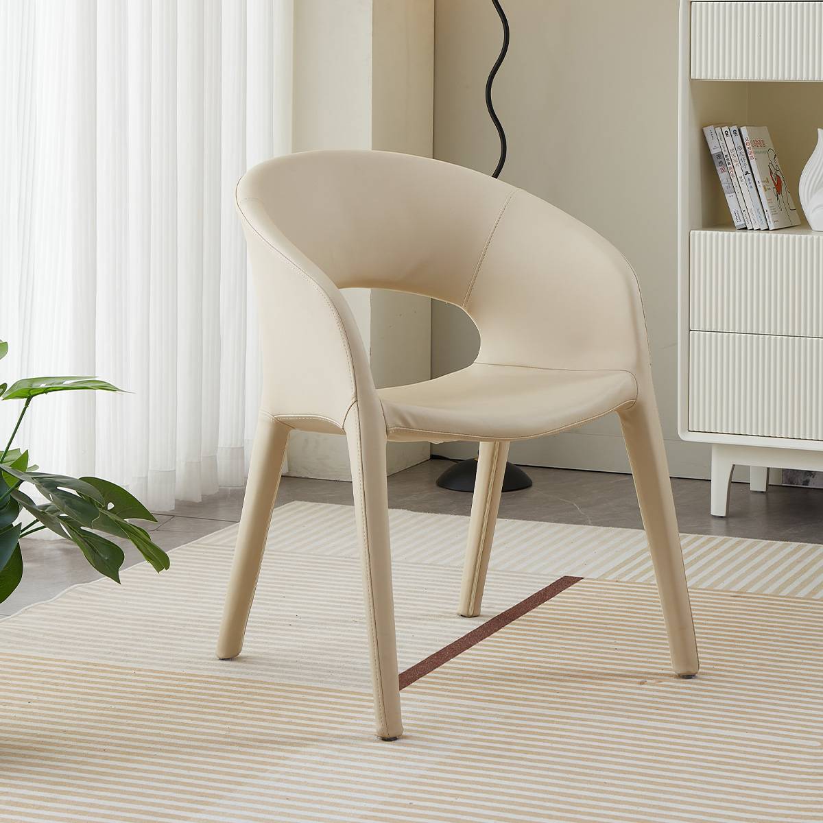 Cream colored modern lounge chair