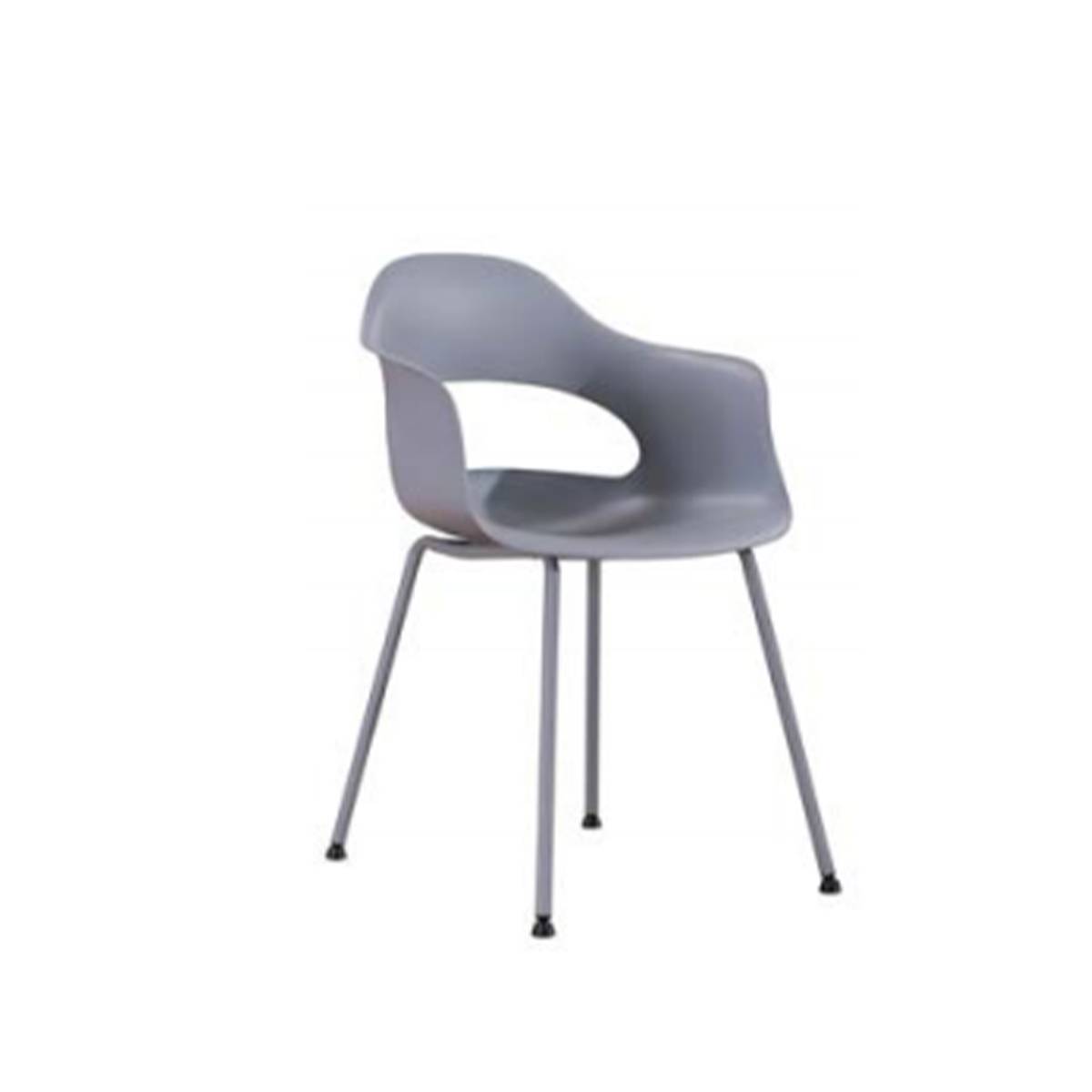 Grey modern chair with plastic seat and metal legs