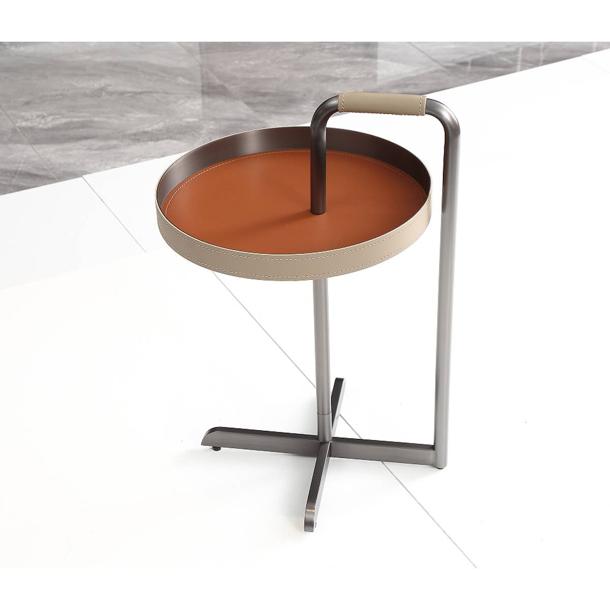 Saddle Leather Side Table (B45-143)