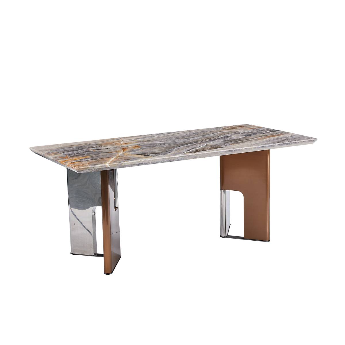 Close up of the marble dining table top and base