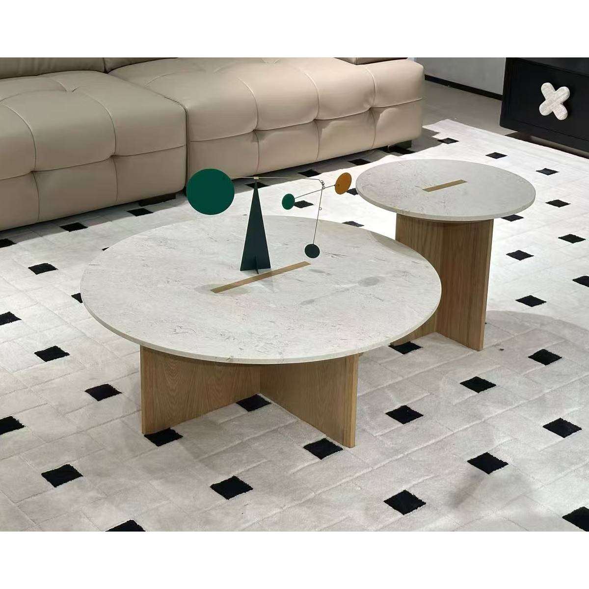 Natural Jade Rabbit Marble Coffee Table Set (Z86-TC476A)