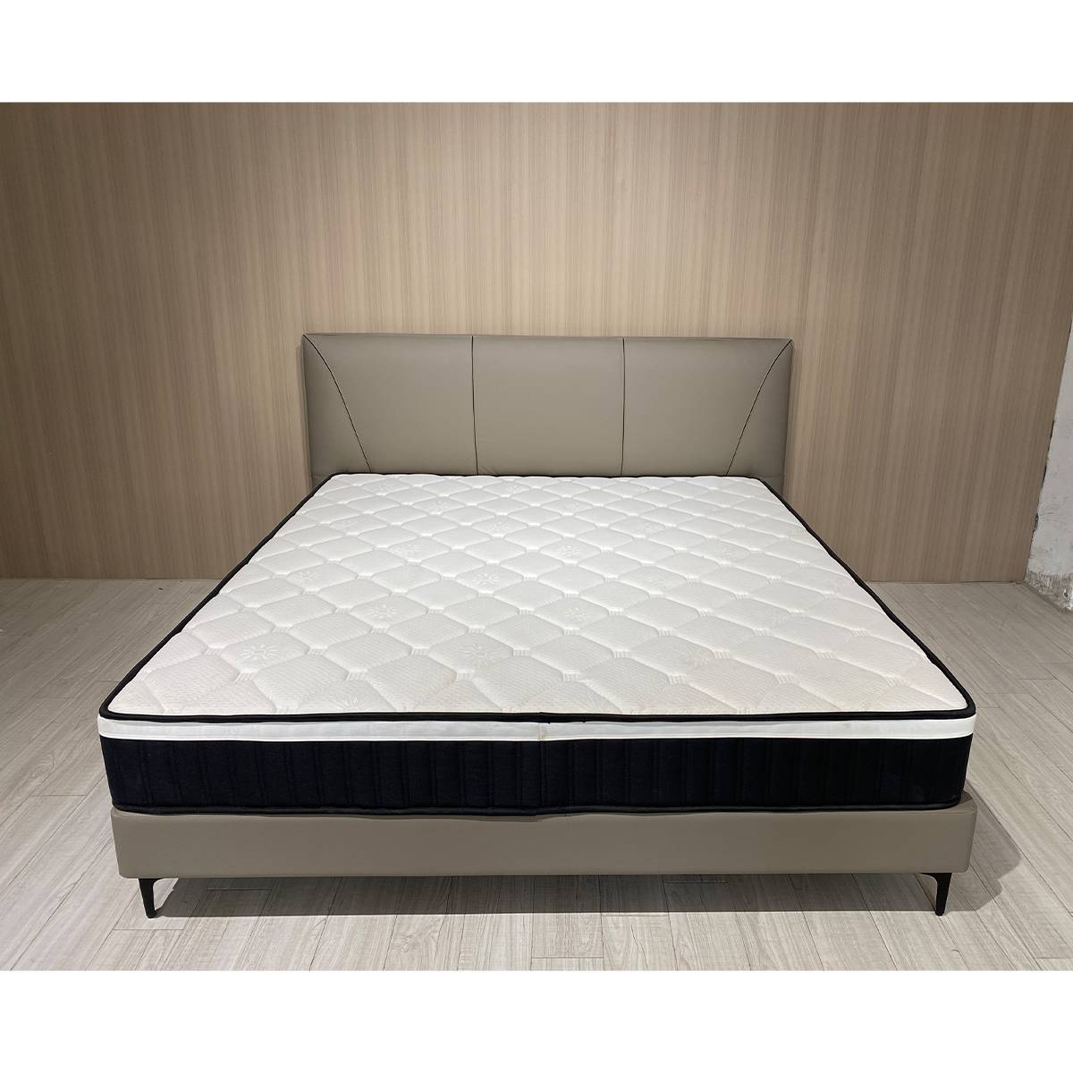 Front view of the bed showing the full width and headboard design