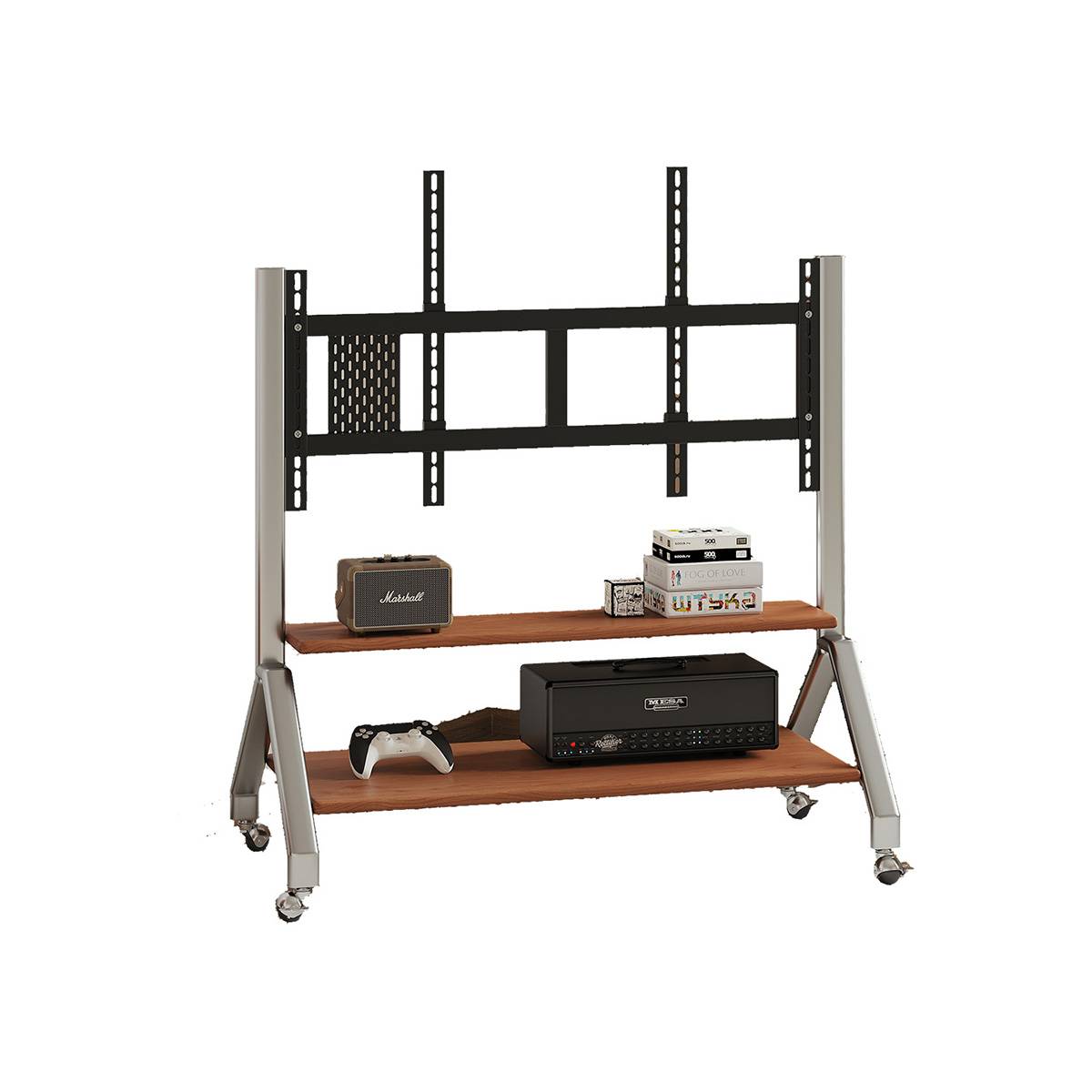 Studio shot of the TV stand without the television against a white background.