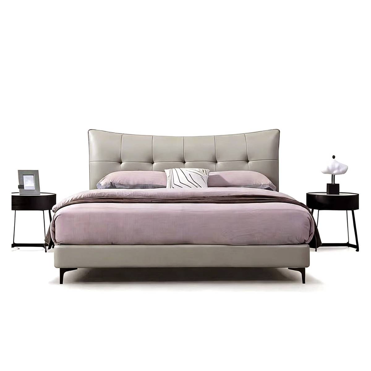 Top-Grain Leather Upholstered Bed (A19-605)