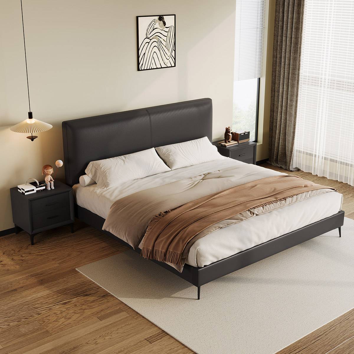 Angled view of the bed showing the headboard and side profile